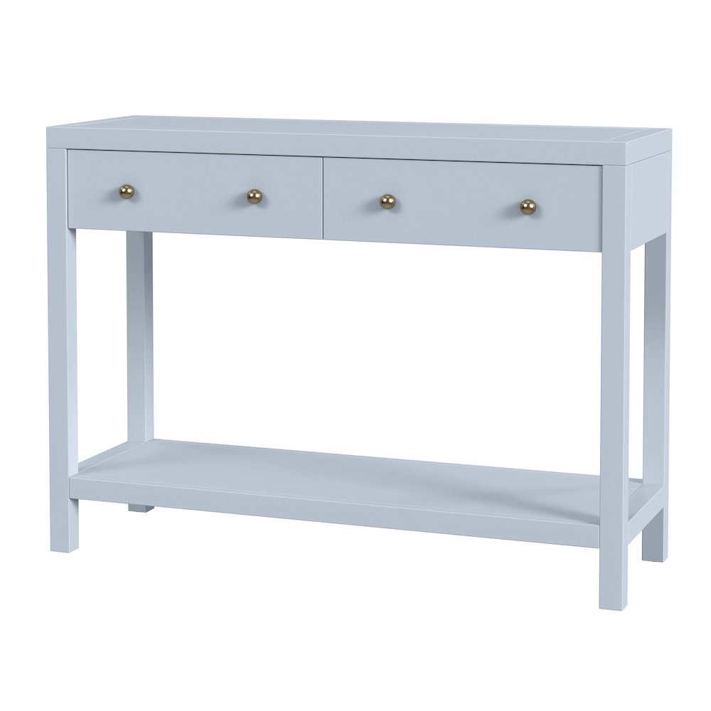 Nora 40 in. W Wood 2 Drawer Console Table, Light Blue. Picture 1