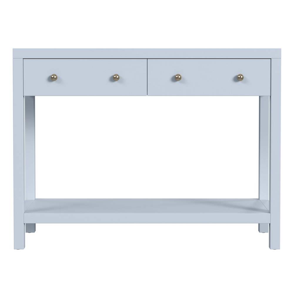 Nora 40 in. W Wood 2 Drawer Console Table, Light Blue. Picture 4