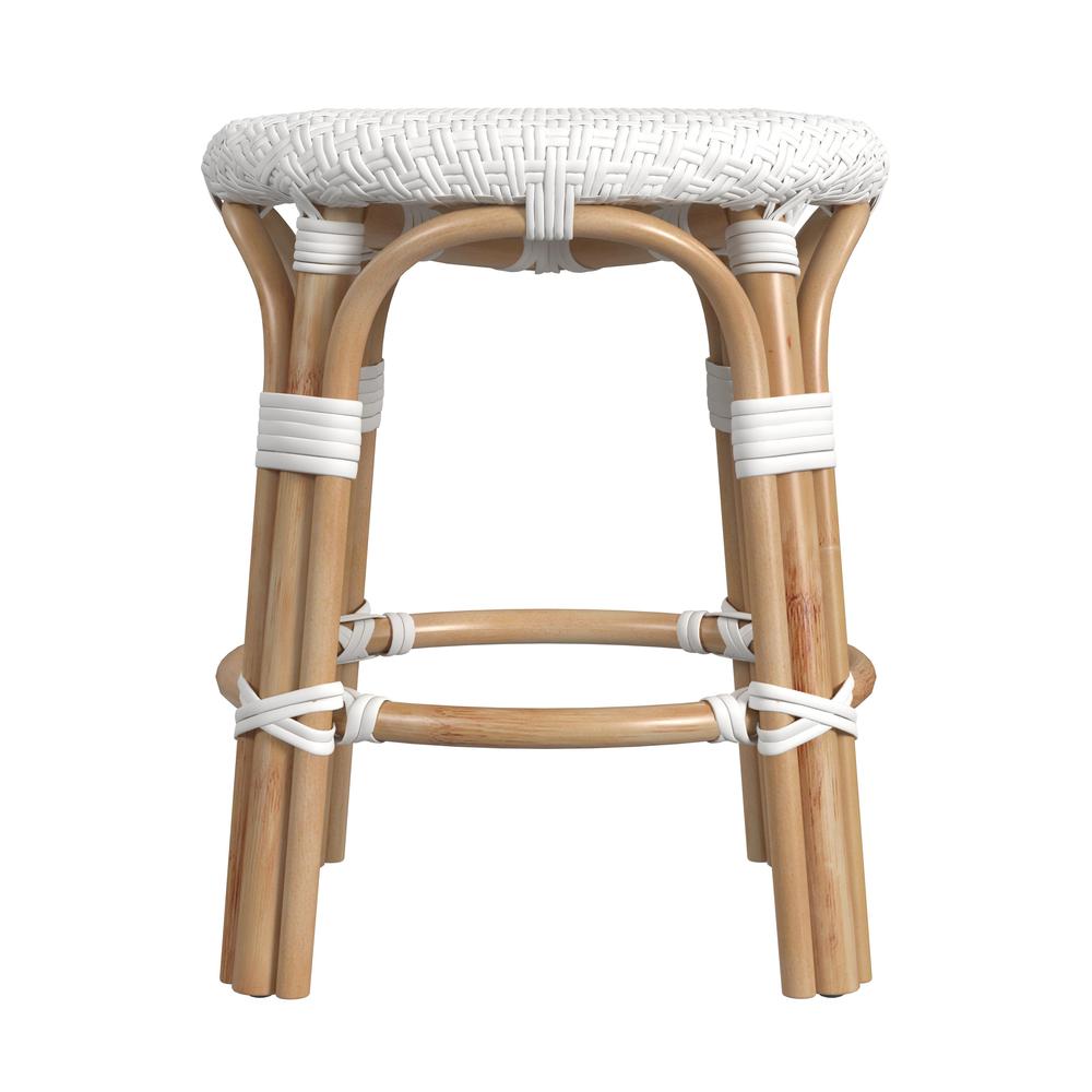 Tobias Rattan Round 18" Stool, White. Picture 3