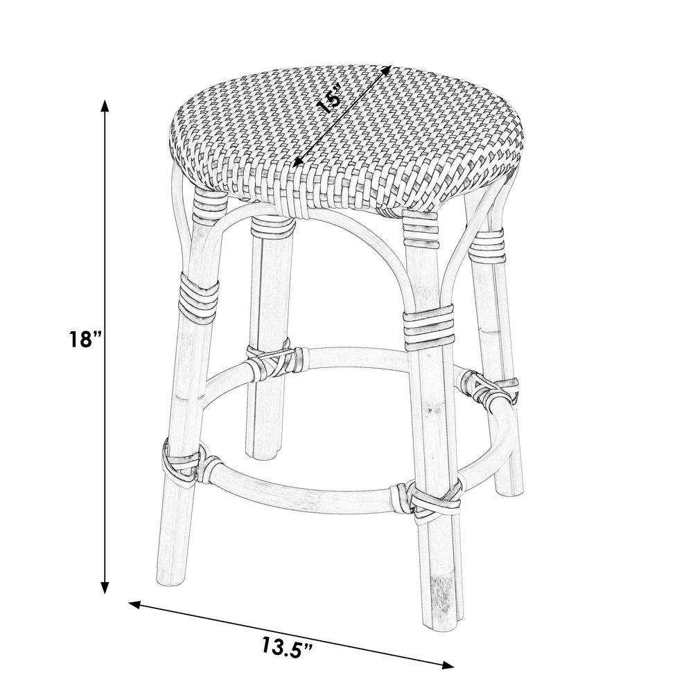 Tobias Rattan Round 18" Stool, White. Picture 6