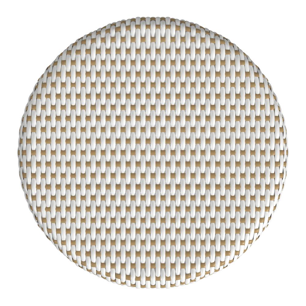 Tobias Rattan Round 18" Stool, White and Tan Dot. Picture 4