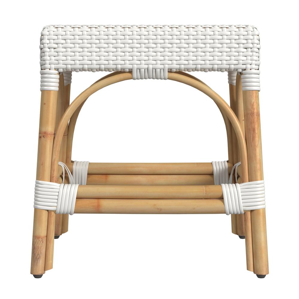Robias Rattan Rectangular 18" Dining Stool, White. Picture 2