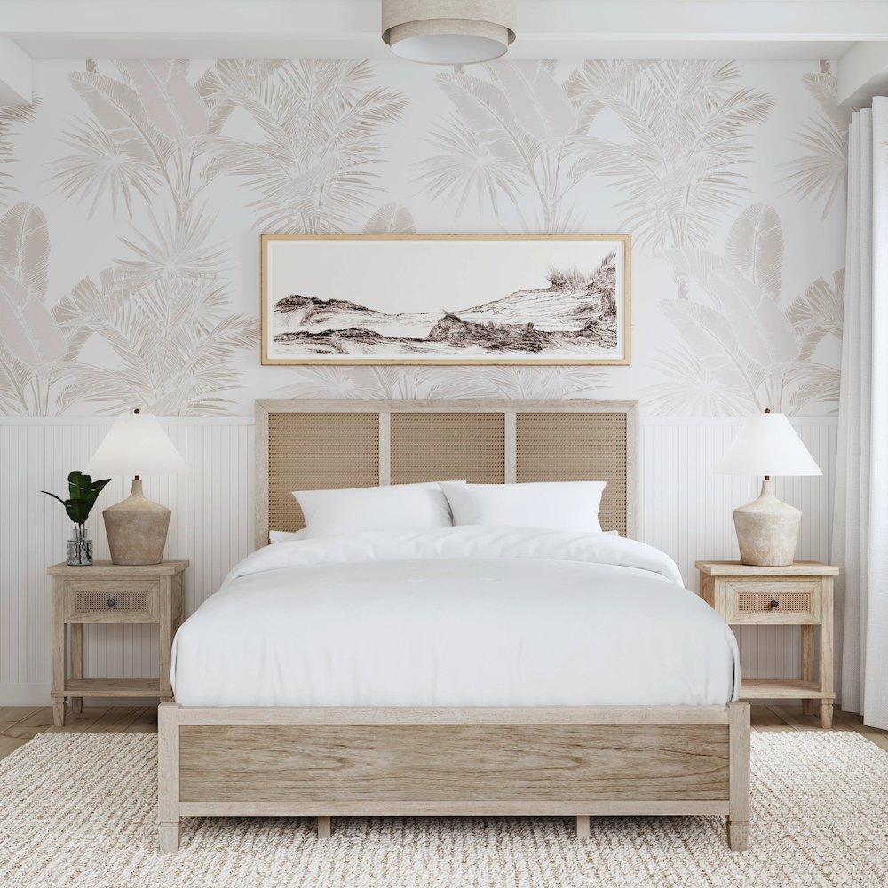 Flagstaff Queen Size Cane Panel Bed, Natural. Picture 2