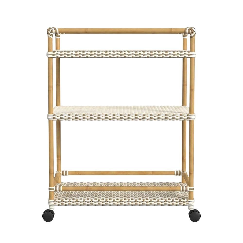 3-Tier Wicker Bar Cart with Storage, Traditional Serving Cart for Patio. Picture 1