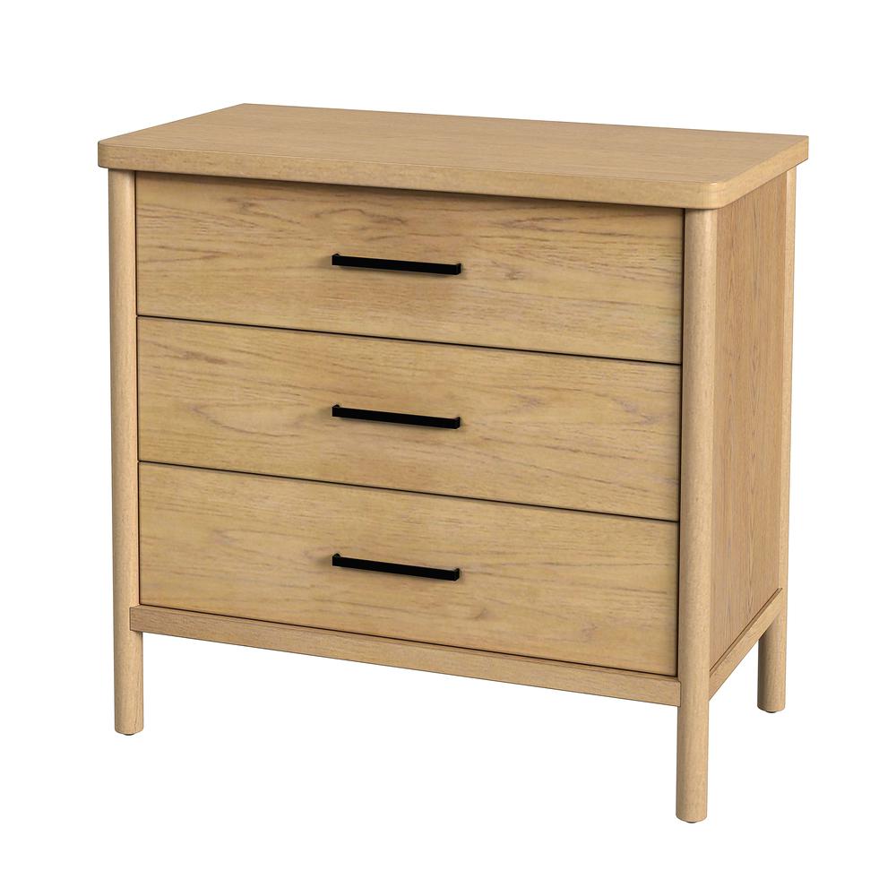 Lennon 3 Drawer Rounded Leg Dresser, Light Brown. Picture 1