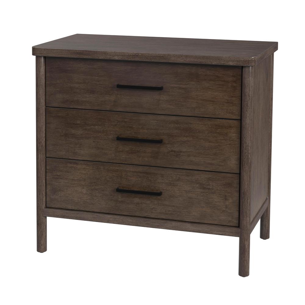 Lennon 3 Drawer Rounded Leg Dresser, Brown. Picture 1