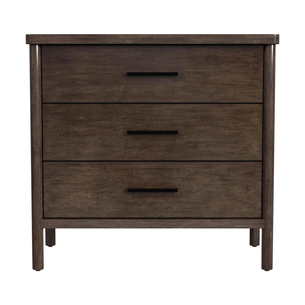 Lennon 3 Drawer Rounded Leg Dresser, Brown. Picture 2