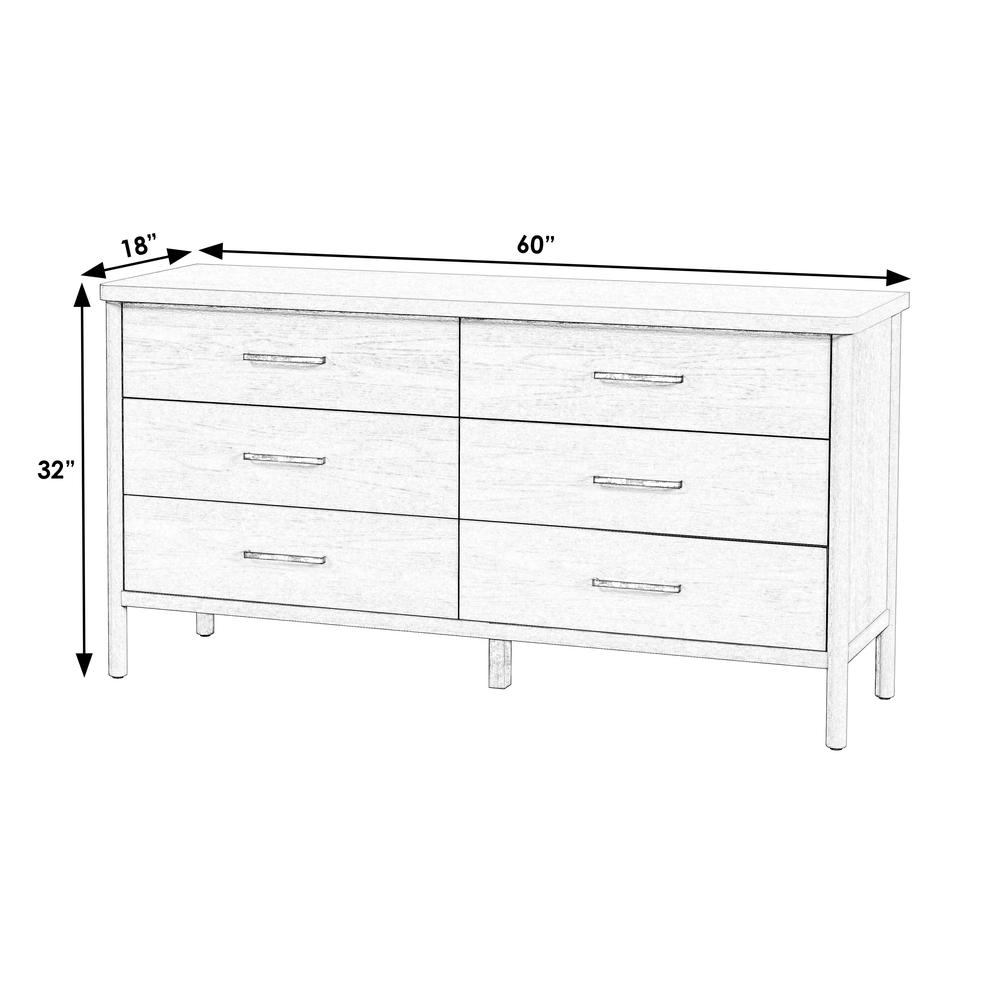 Lennon 6 Drawer Rounded Leg Dresser, Light Brown. Picture 6