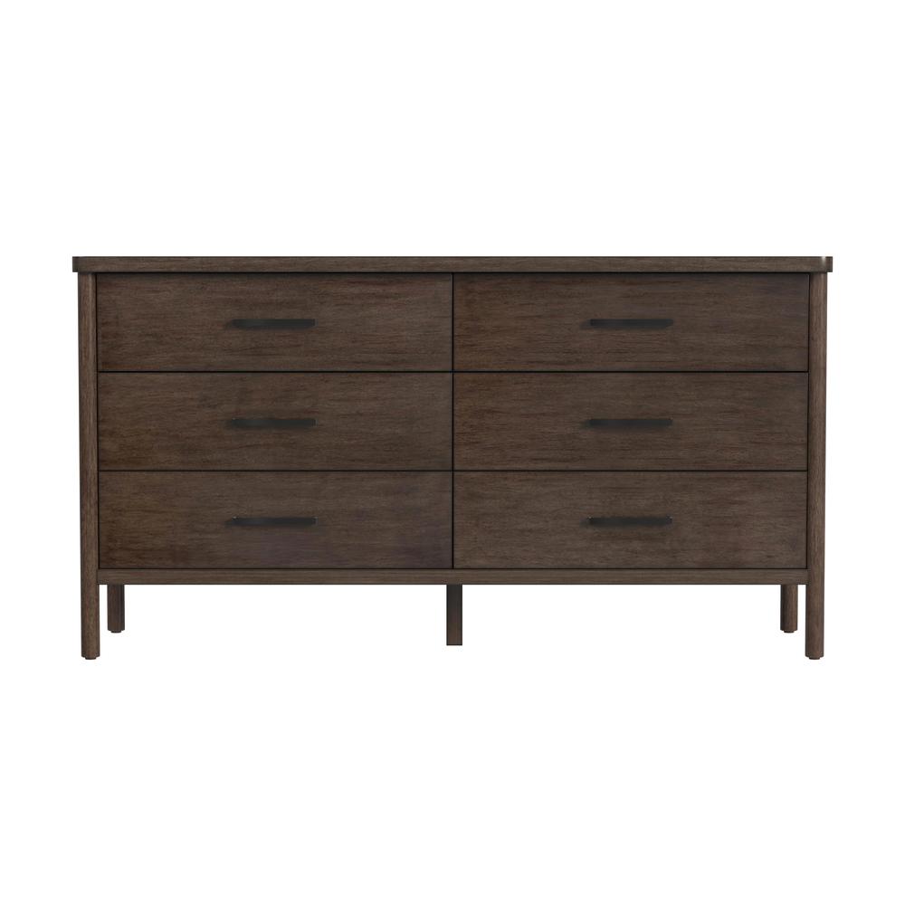 Lennon 6 Drawer Rounded Leg Dresser, Brown. Picture 2