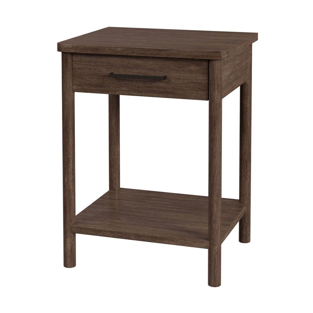 Lennon 1 Drawer Rounded Leg Nightstand, Brown. Picture 1