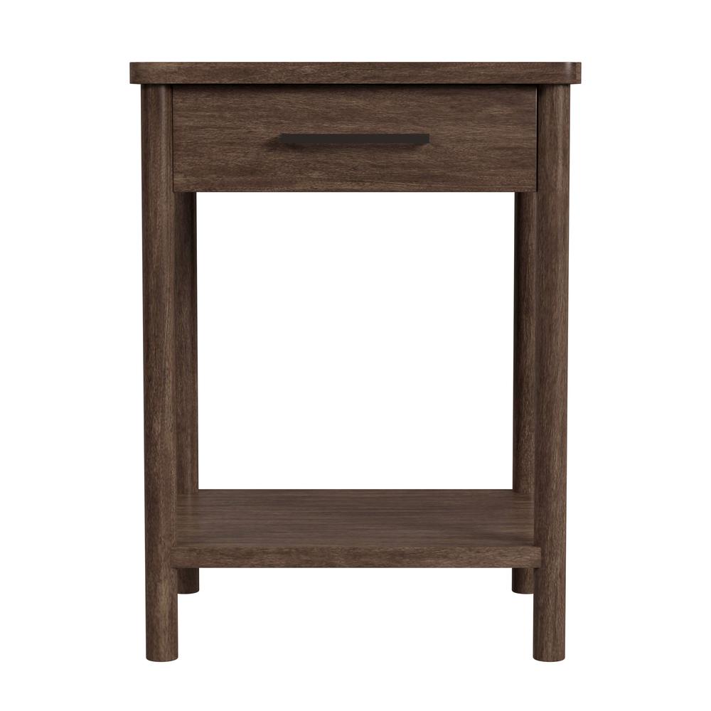Lennon 1 Drawer Rounded Leg Nightstand, Brown. Picture 2