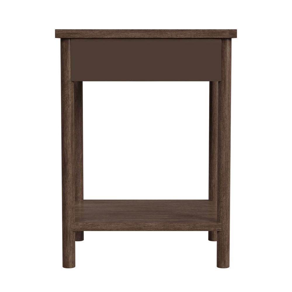 Lennon 1 Drawer Rounded Leg Nightstand, Brown. Picture 4