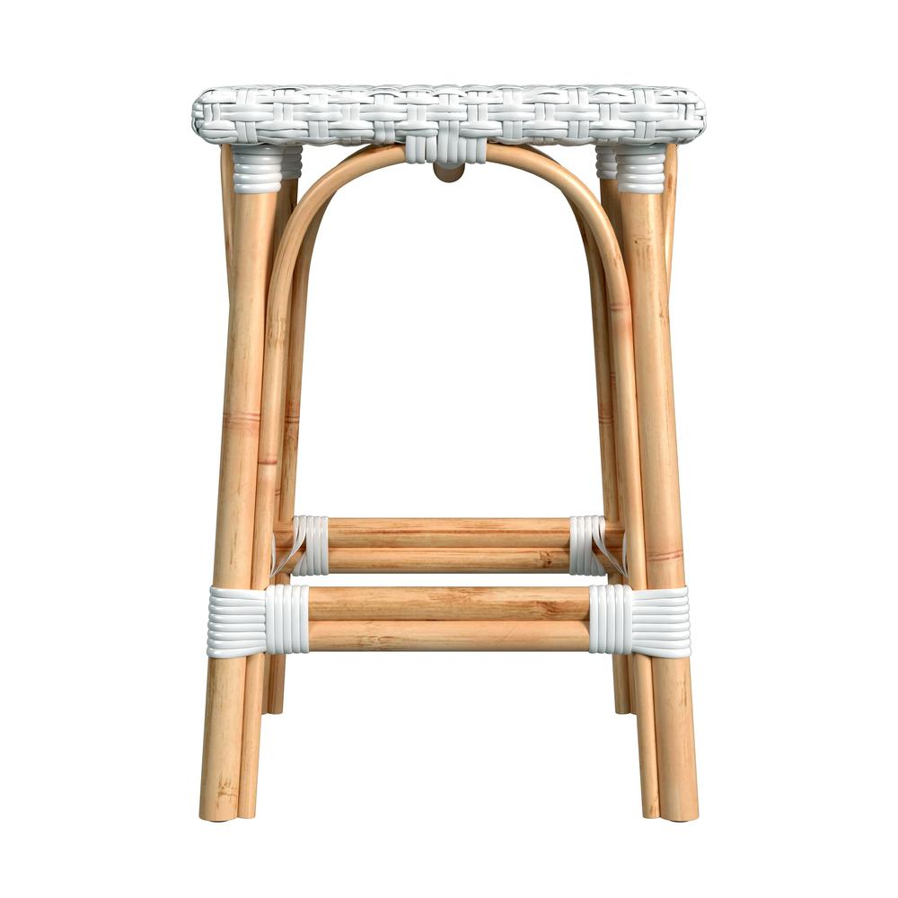 Riviera Square 24"H  Rattan Counter Stool, Glossy White. Picture 3