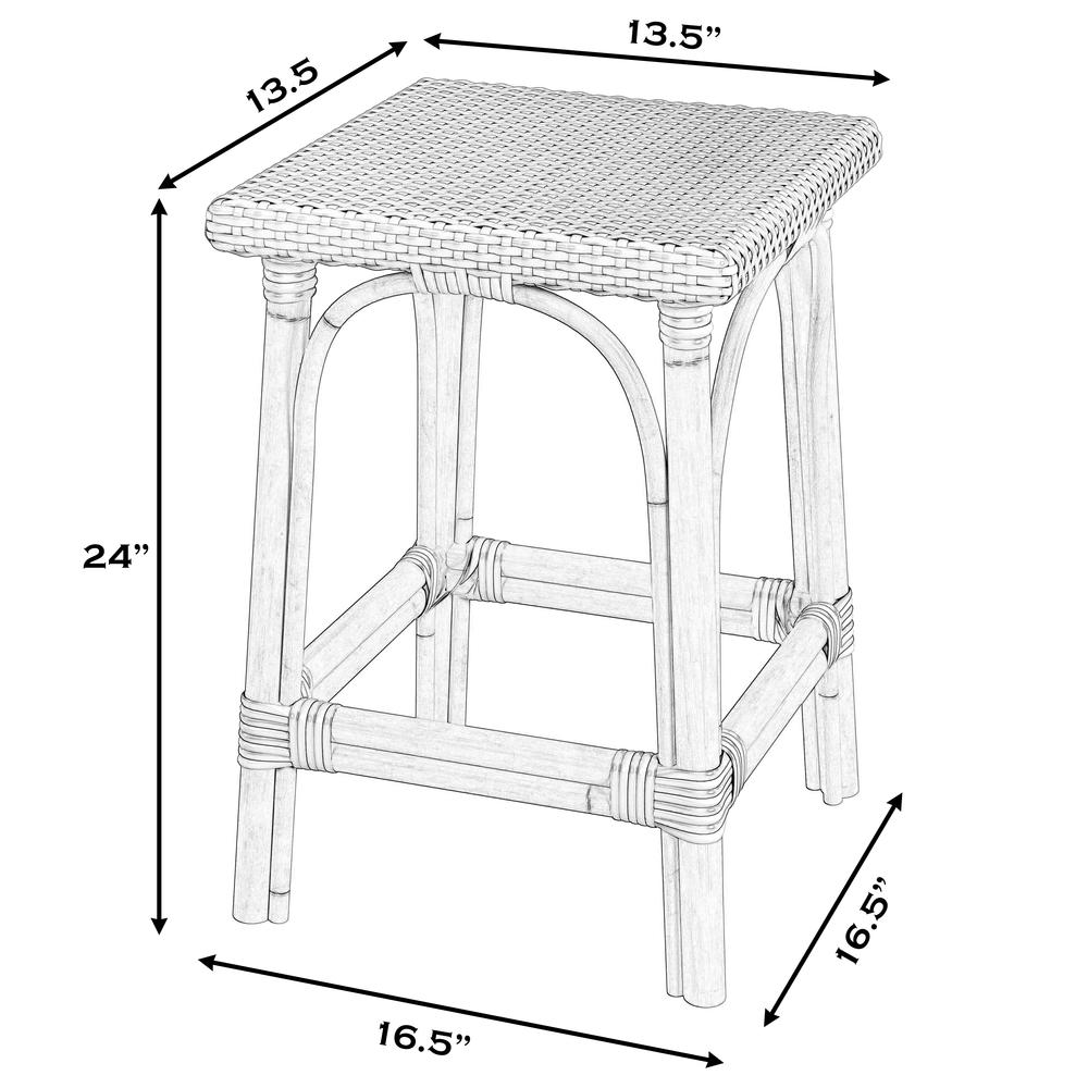Riviera Square 24"H  Rattan Counter Stool, Glossy White. Picture 6