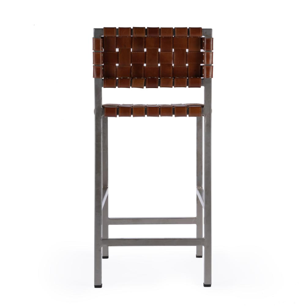 Bromley Iron and Leather 24.5" Counter Stool, Brown. Picture 5