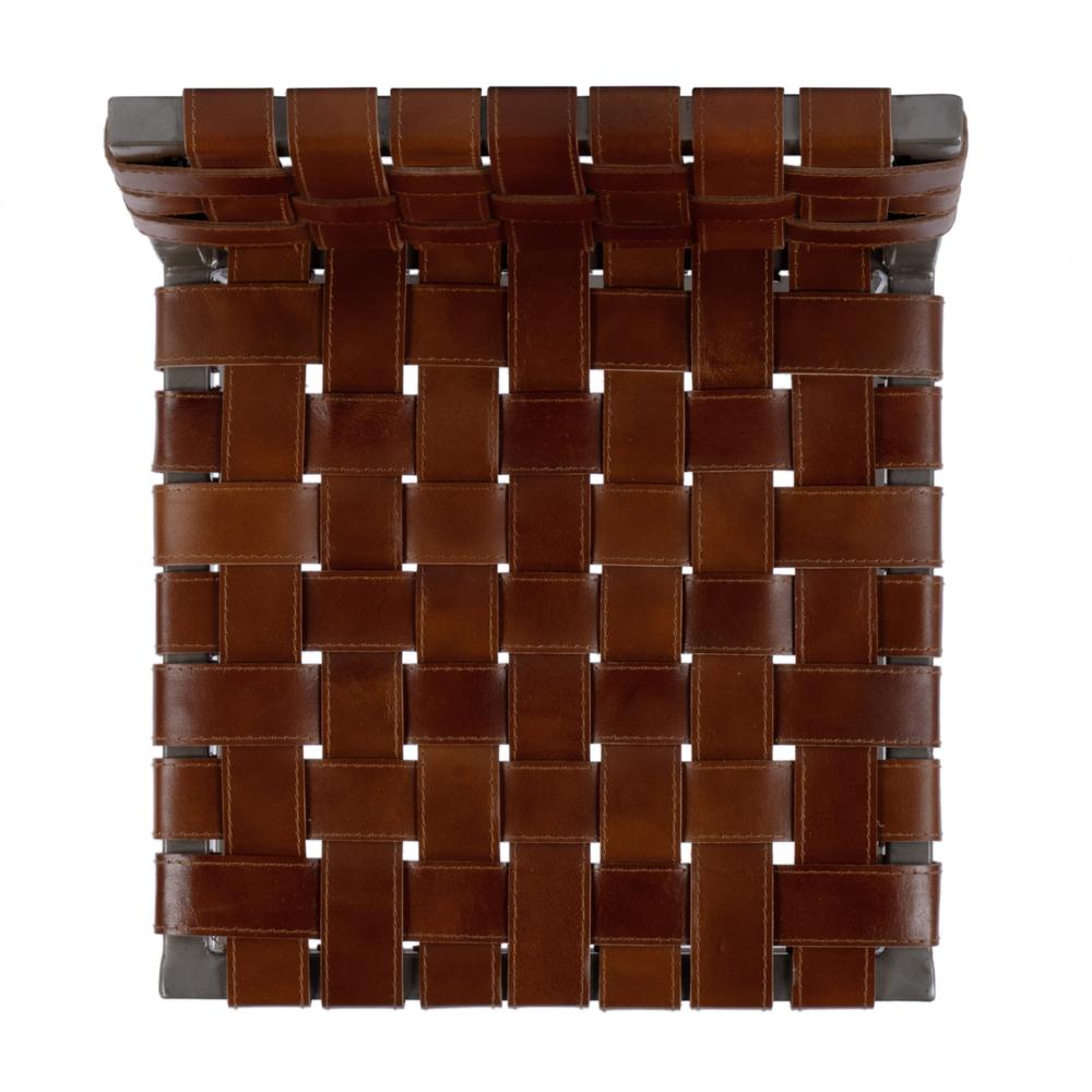 Bromley Iron and Leather 24.5" Counter Stool, Brown. Picture 6