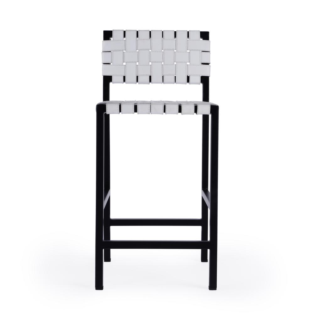 Bromley Iron and Leather 24.5" Counter Stool, White. Picture 2