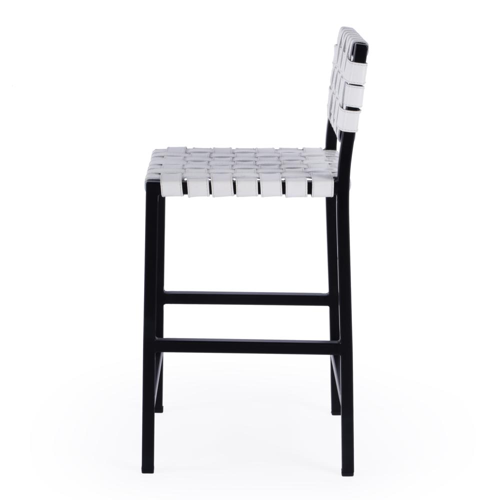 Bromley Iron and Leather 24.5" Counter Stool, White. Picture 4