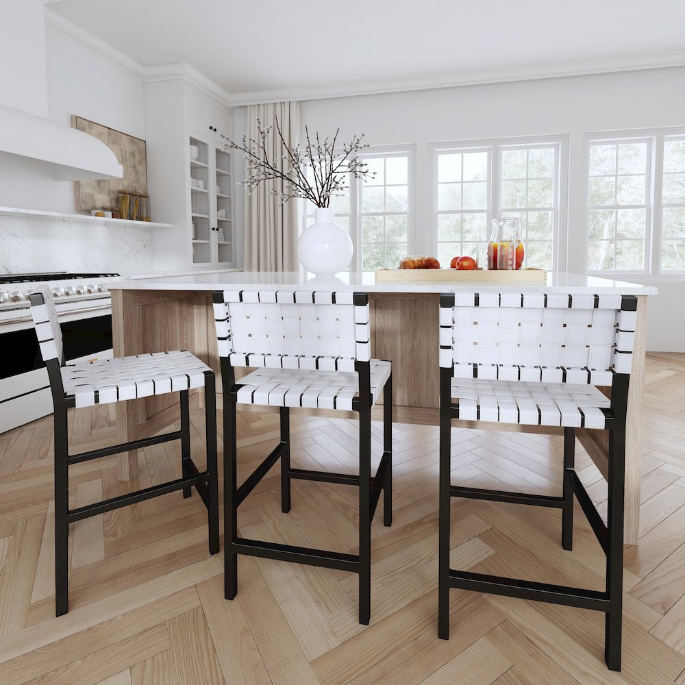 Bromley Iron and Leather 24.5" Counter Stool, White. Picture 8