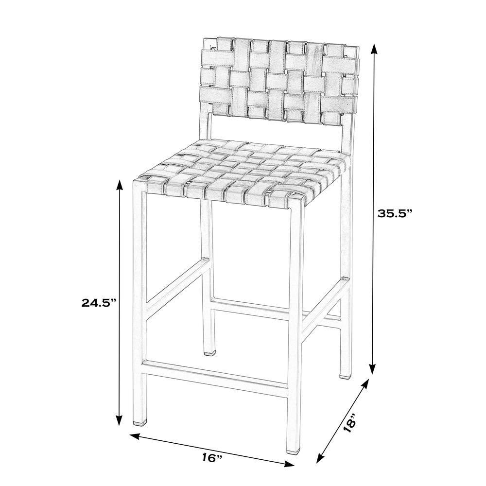 Bromley Iron and Leather 24.5" Counter Stool, White. Picture 7