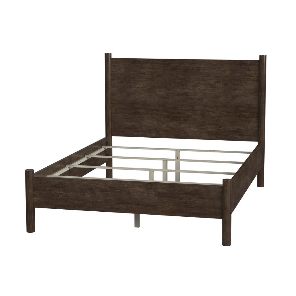 Lennon Rounded Leg  Platform Queen Bed, Medium Brown. Picture 1