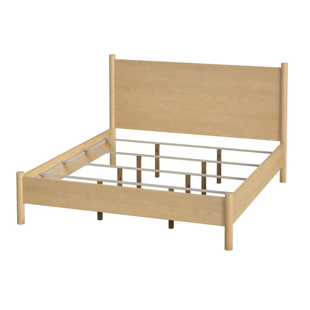 Lennon Rounded Leg  Platform King Bed, Light Brown. Picture 1