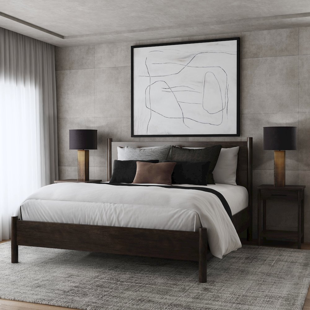 Lennon Rounded Leg  Platform King Bed, Medium Brown. Picture 2