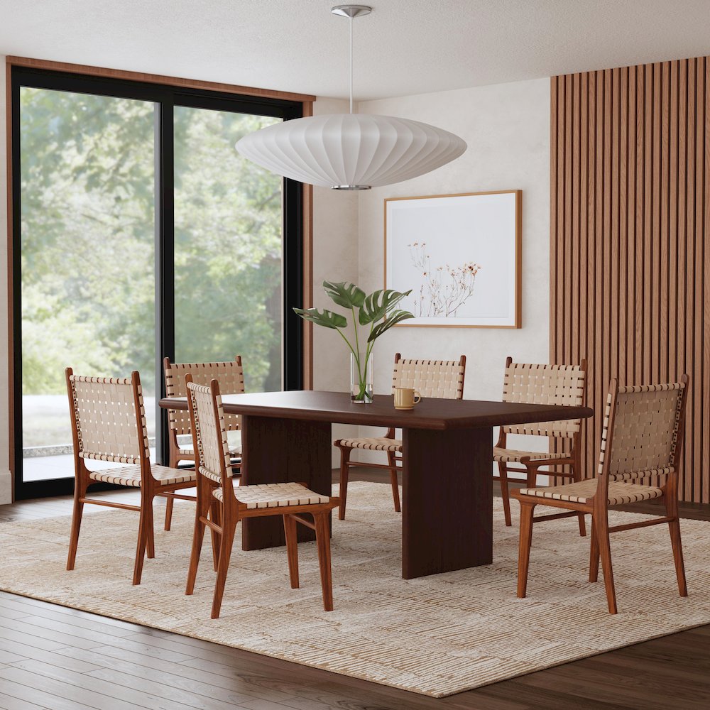 Halmstad 74 in. W Rectangular Wood Panel Dining Table, Brown. Picture 2