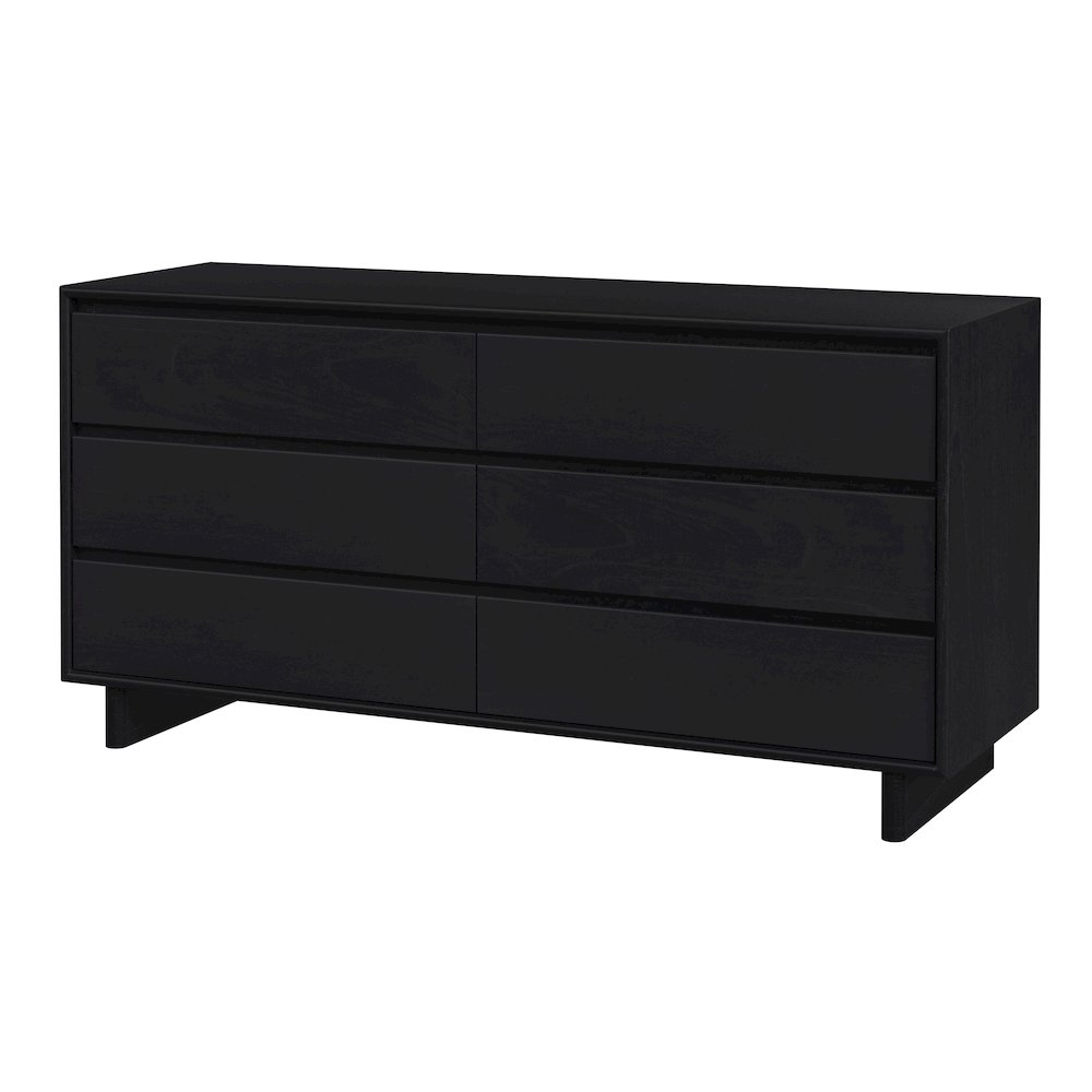 Halmstad 62 in. W Wood Panel 6 Drawer Dresser, Black. Picture 1