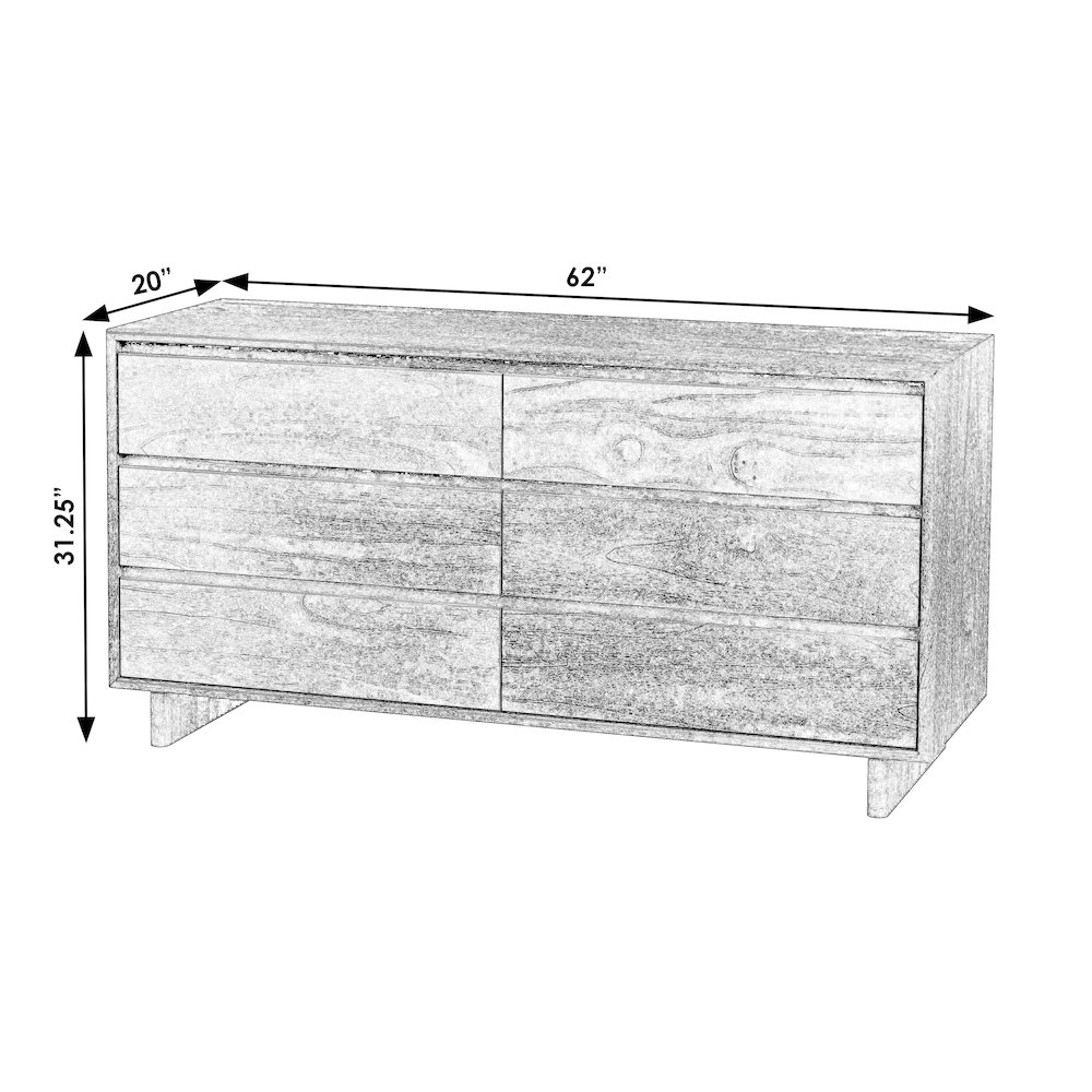 Halmstad 62 in. W Wood Panel 6 Drawer Dresser, Black. Picture 3