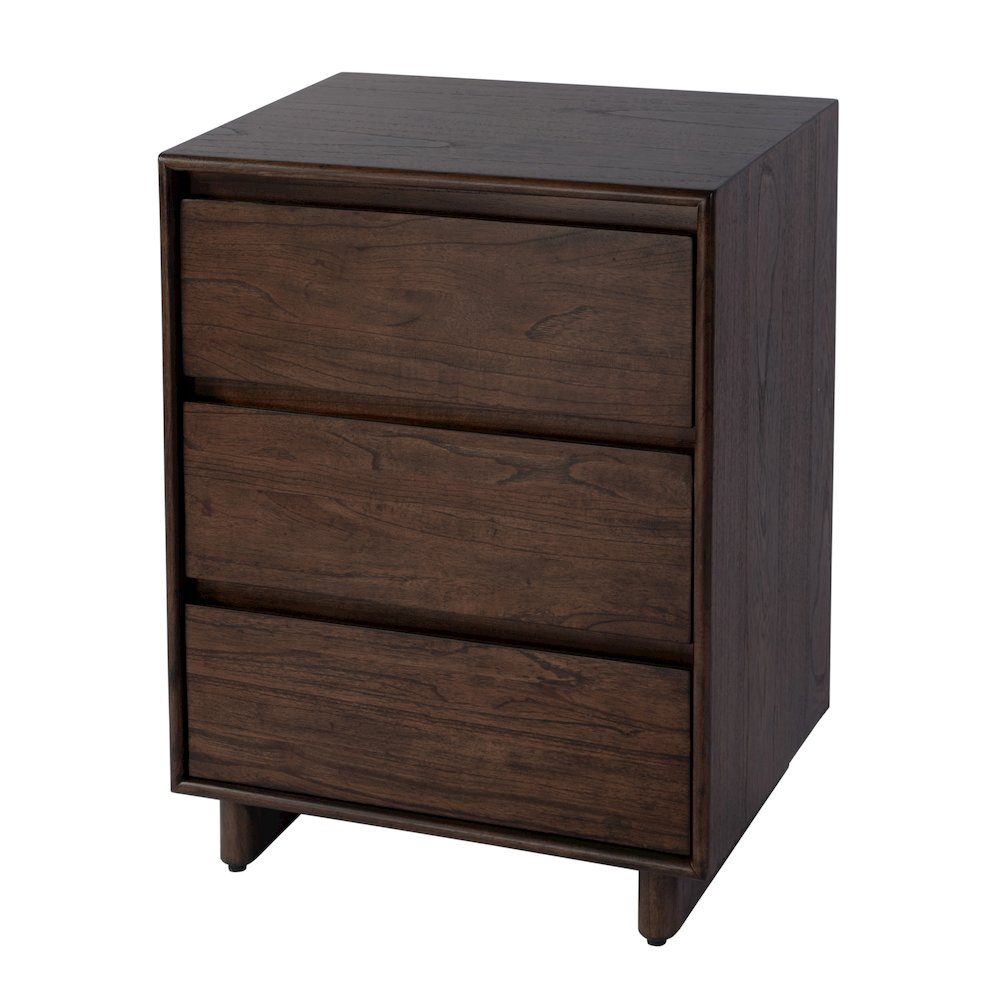 Halmstad 22 in. W Rectangular Wood Panel 3 Drawer Narrow Nightstand, Brown. Picture 1