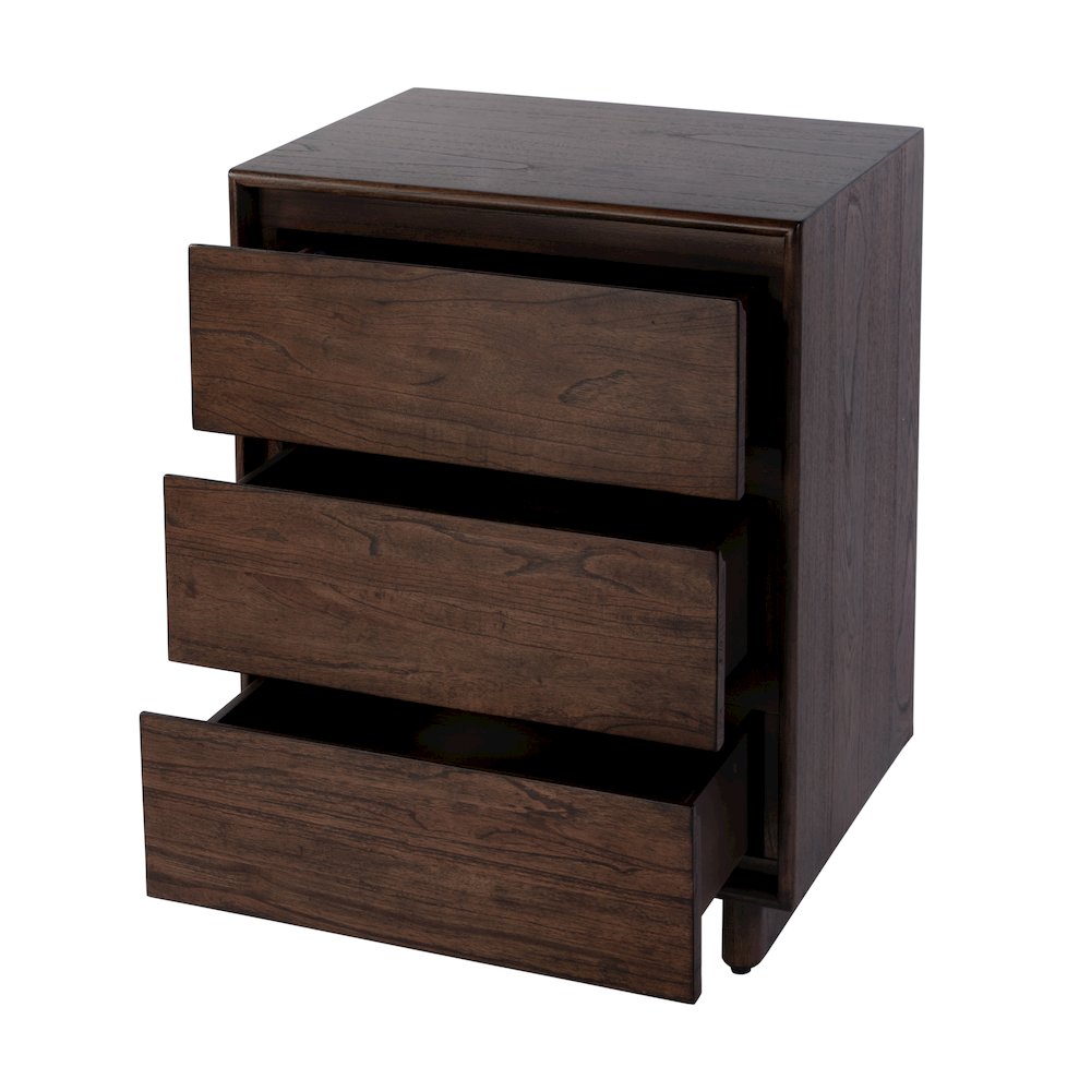 Halmstad 22 in. W Rectangular Wood Panel 3 Drawer Narrow Nightstand, Brown. Picture 4