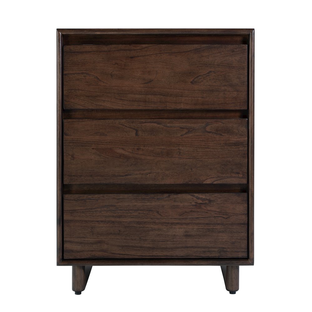 Halmstad 22 in. W Rectangular Wood Panel 3 Drawer Narrow Nightstand, Brown. Picture 5