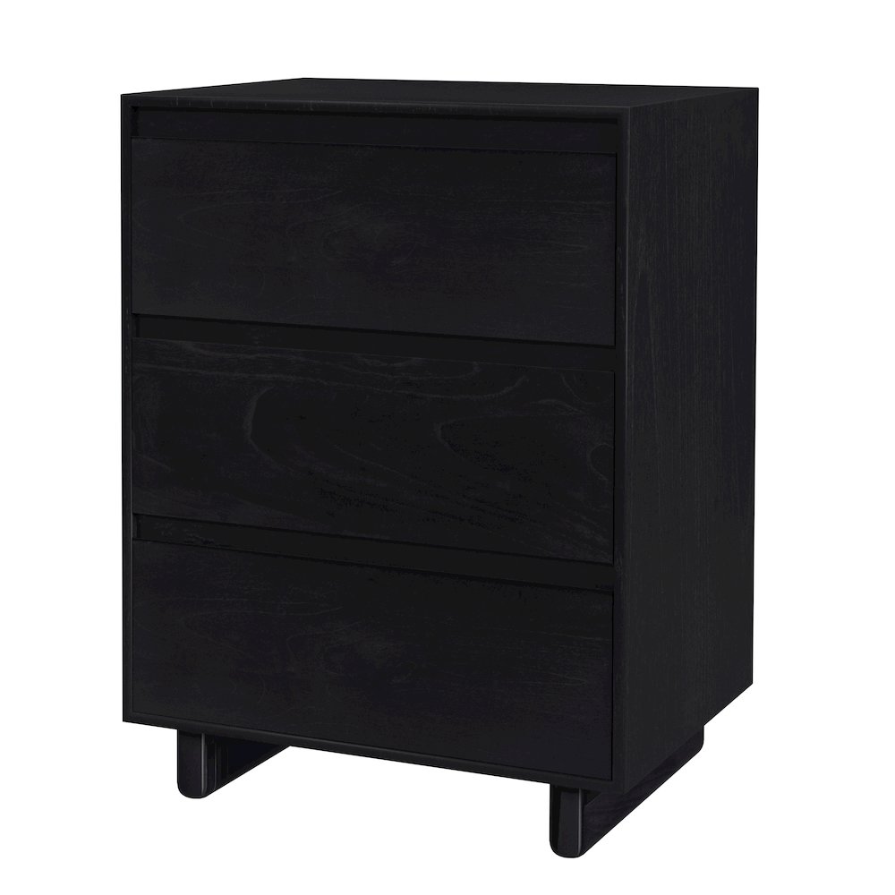 Halmstad 22 in. W Wood Panel 3 Drawer Narrow Nightstand, Black. Picture 1