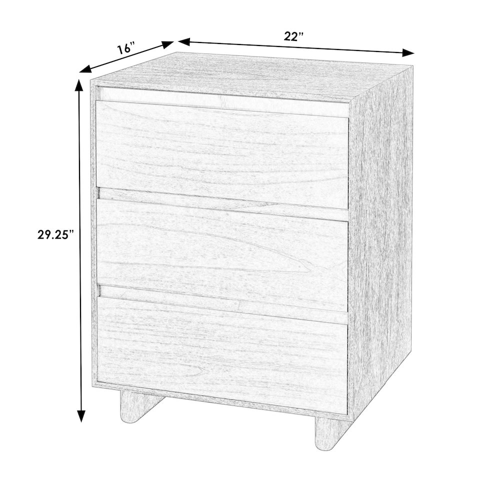 Halmstad 22 in. W Wood Panel 3 Drawer Narrow Nightstand, Black. Picture 3