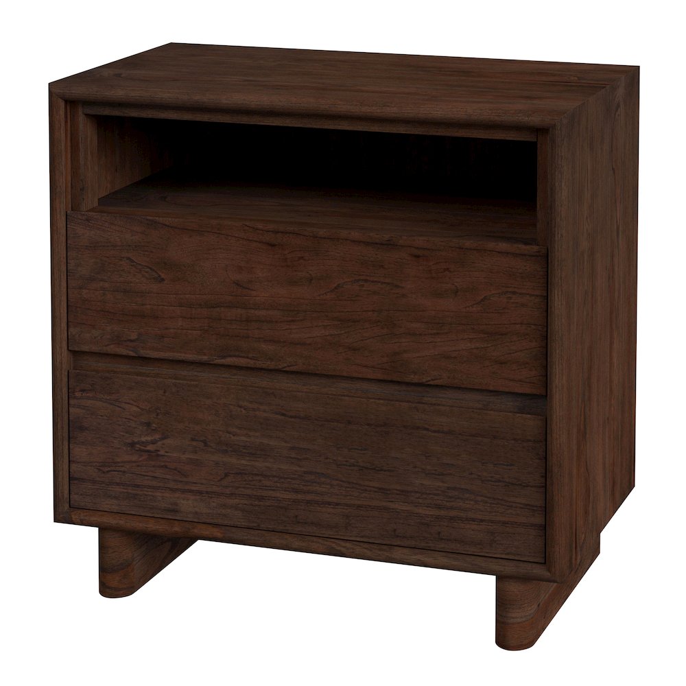 Halmstad 24 in. W Wood Panel 2 Drawer Nightstand, Brown. Picture 1