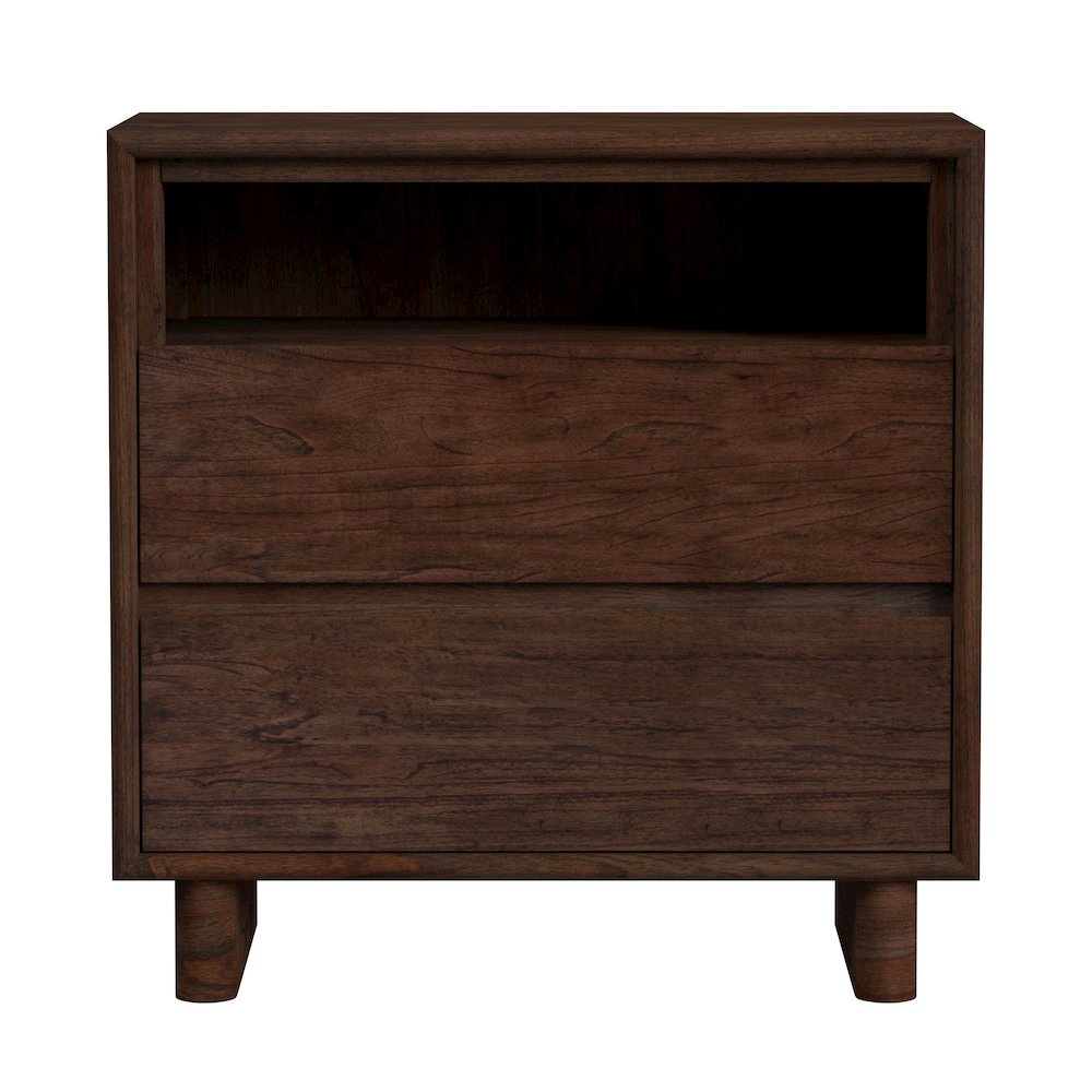 Halmstad 24 in. W Wood Panel 2 Drawer Nightstand, Brown. Picture 4