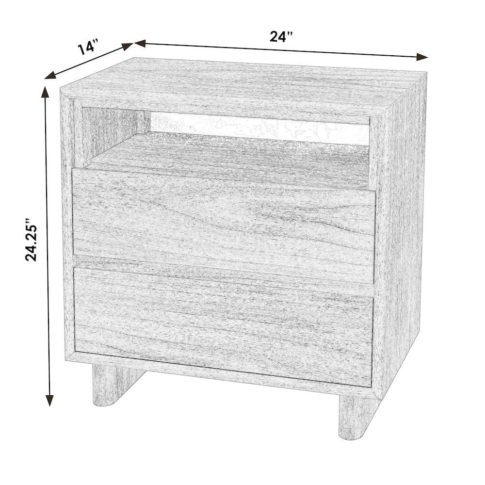 Halmstad 24 in. W Wood Panel 2 Drawer Nightstand, Brown. Picture 3