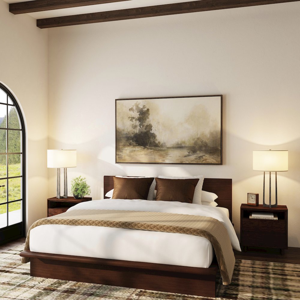 Halmstad Wood Platform King Bed, Brown. Picture 2