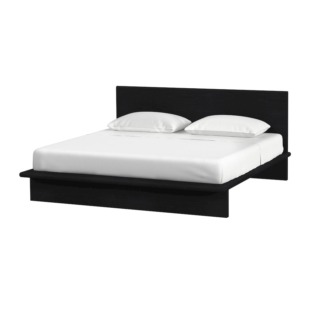 Halmstad Wood Platform King Bed, Black. Picture 1