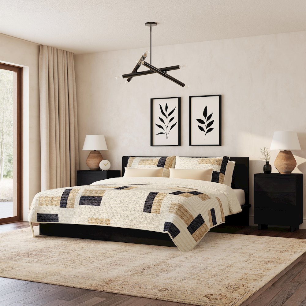 Halmstad Wood Platform King Bed, Black. Picture 2