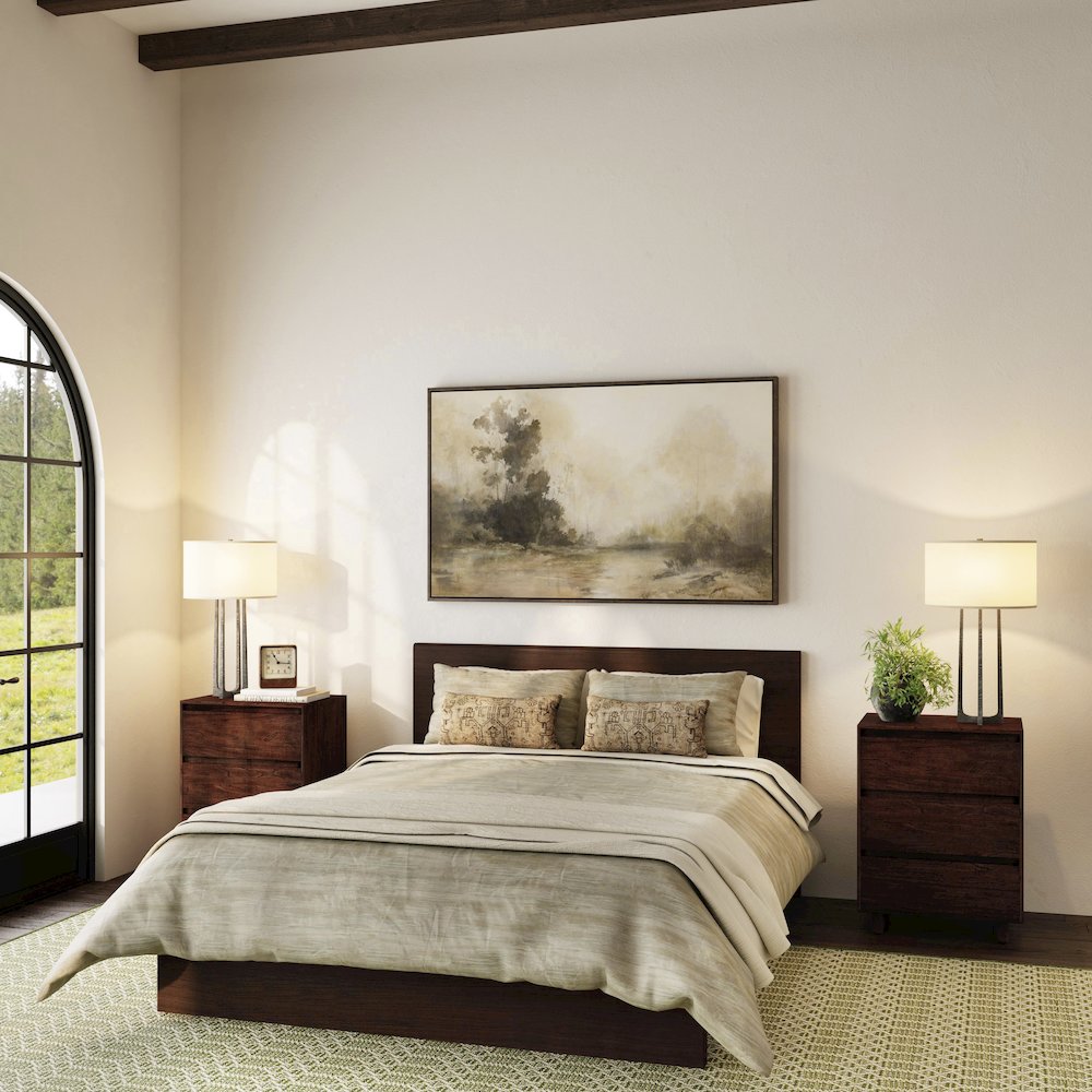 Halmstad Wood Platform Queen Bed, Brown. Picture 2