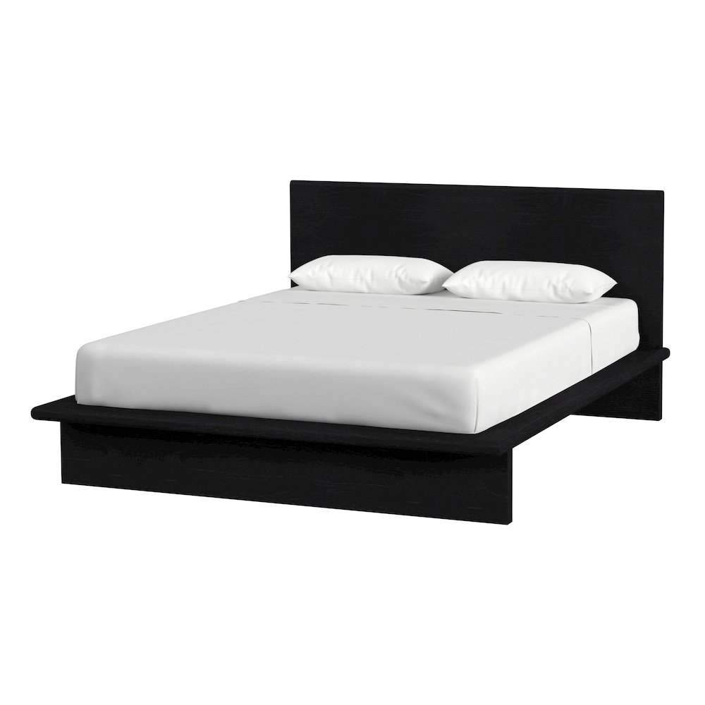 Halmstad Wood Platform Queen Bed, Black. Picture 1