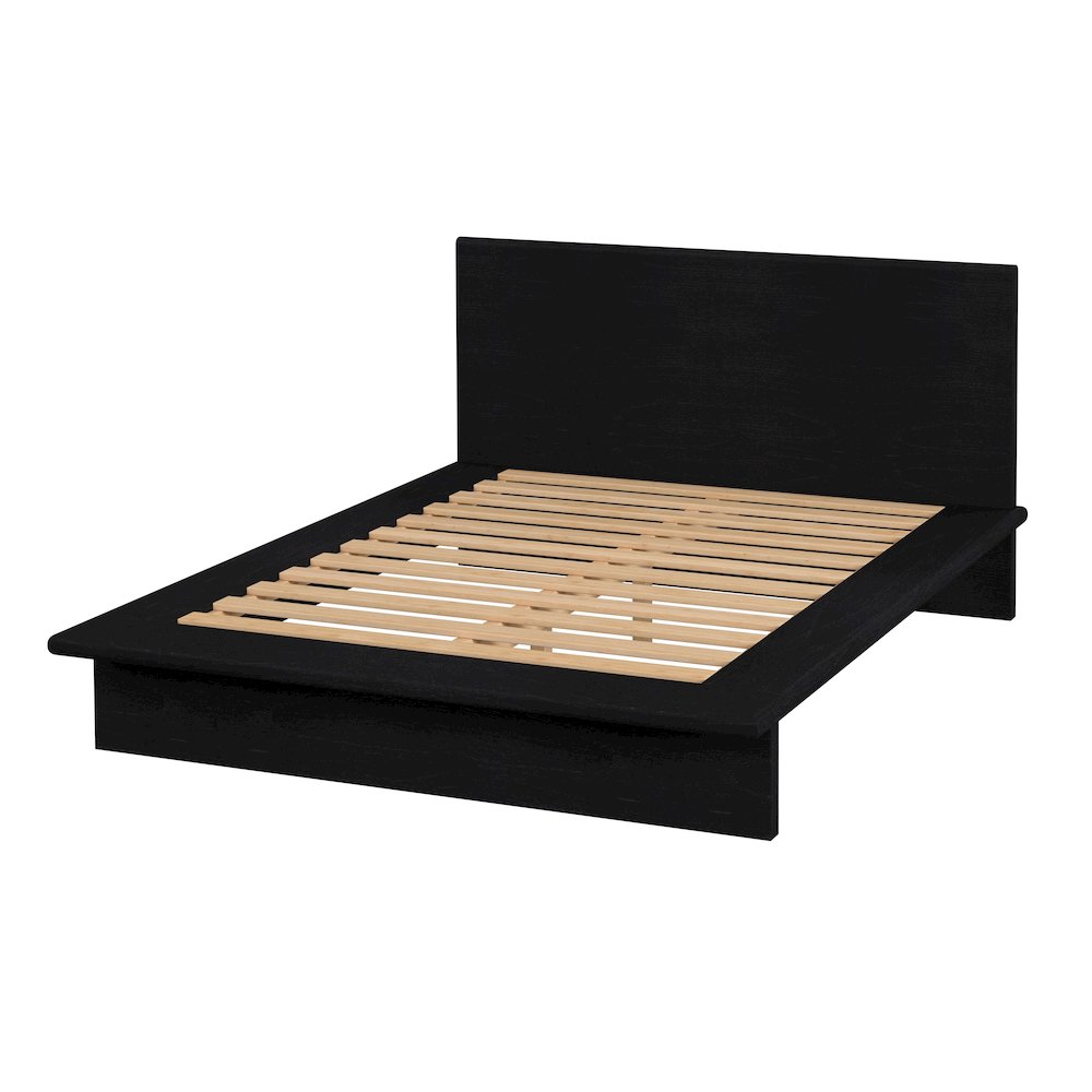 Halmstad Wood Platform Queen Bed, Black. Picture 3