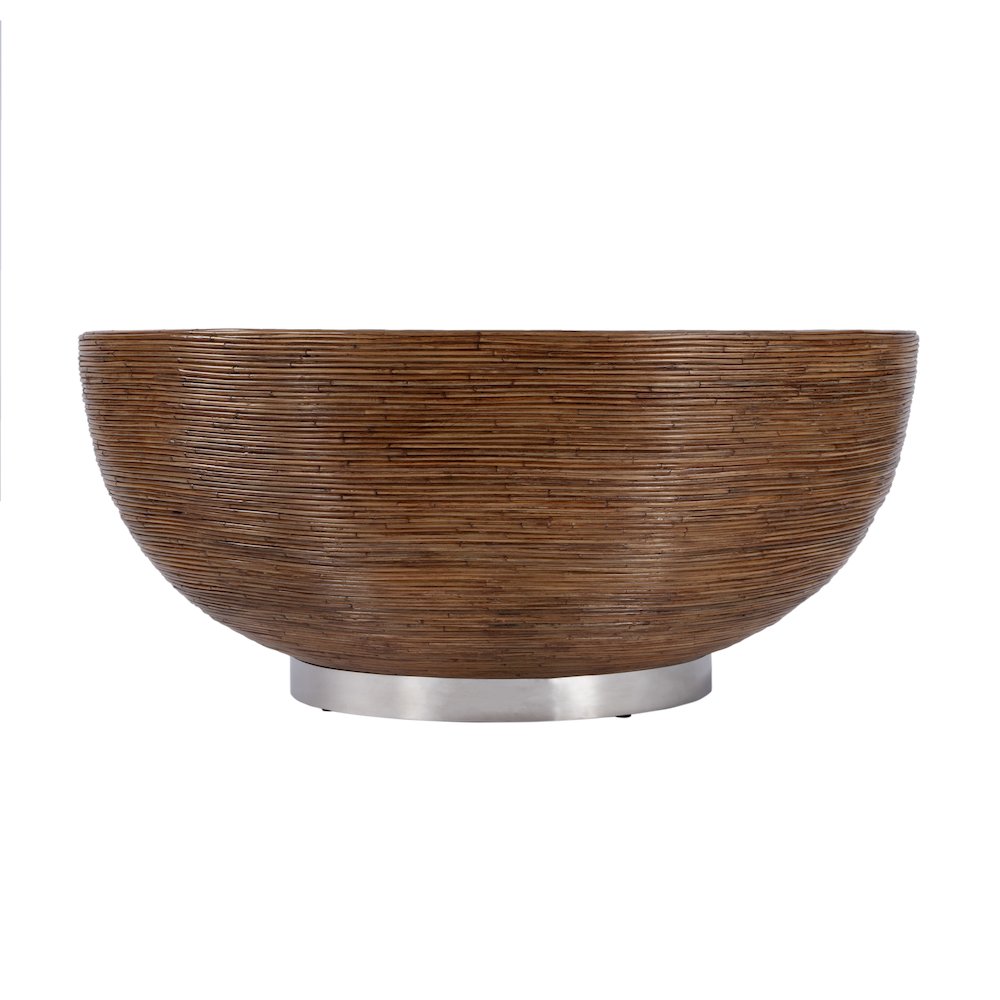Harding Rattan Drum Coffee Table, Brown. Picture 2