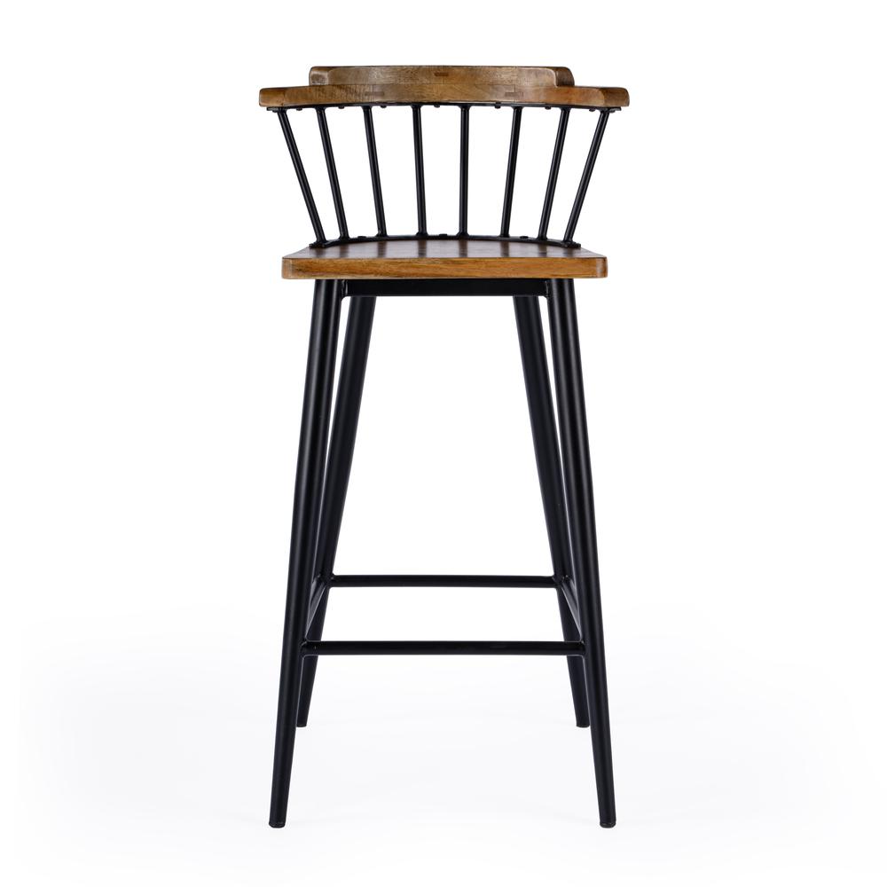 Merrick Wood and Iron  Spindle Bar Stool, Brown. Picture 3