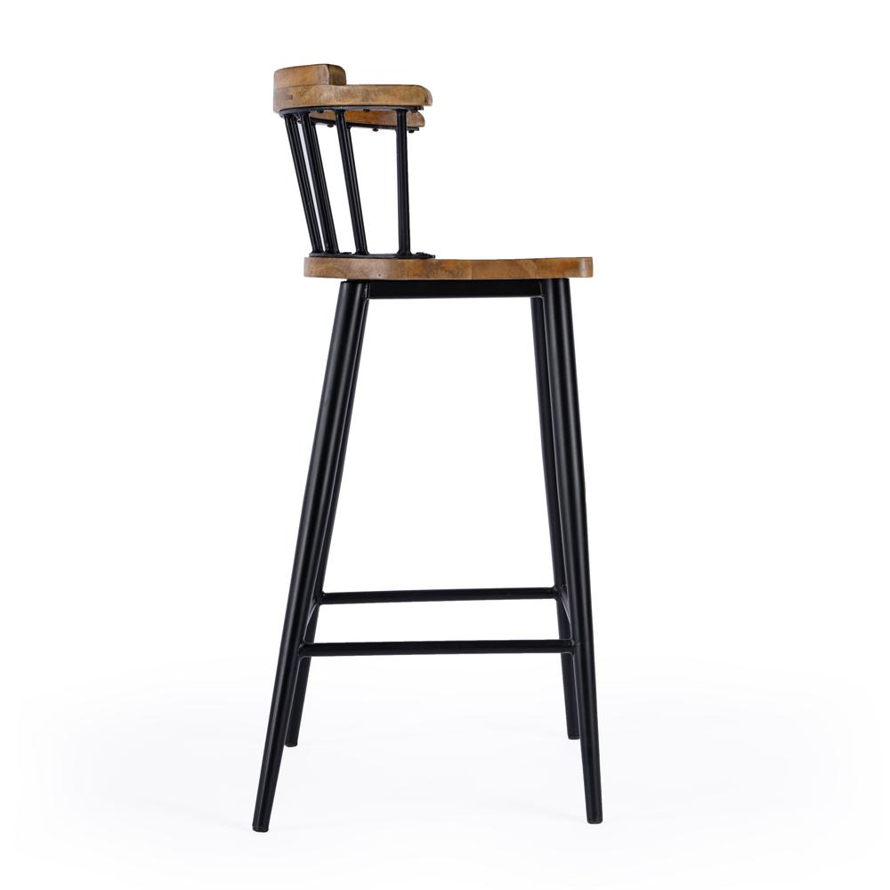 Merrick Wood and Iron  Spindle Bar Stool, Brown. Picture 4