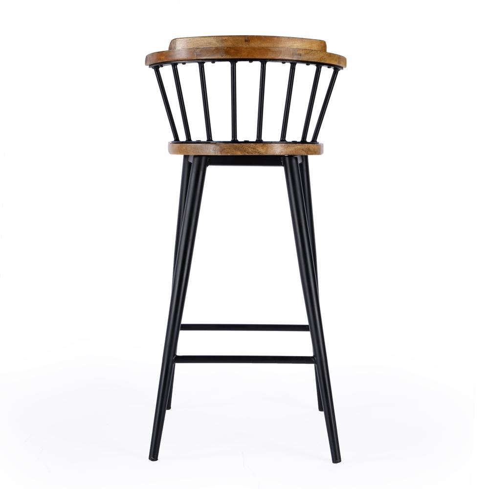 Merrick Wood and Iron  Spindle Bar Stool, Brown. Picture 5
