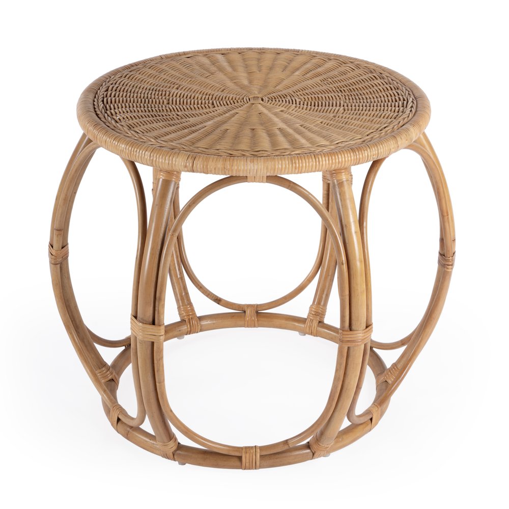 Savannah Woven Rattan Round End Table, Natural. Picture 2