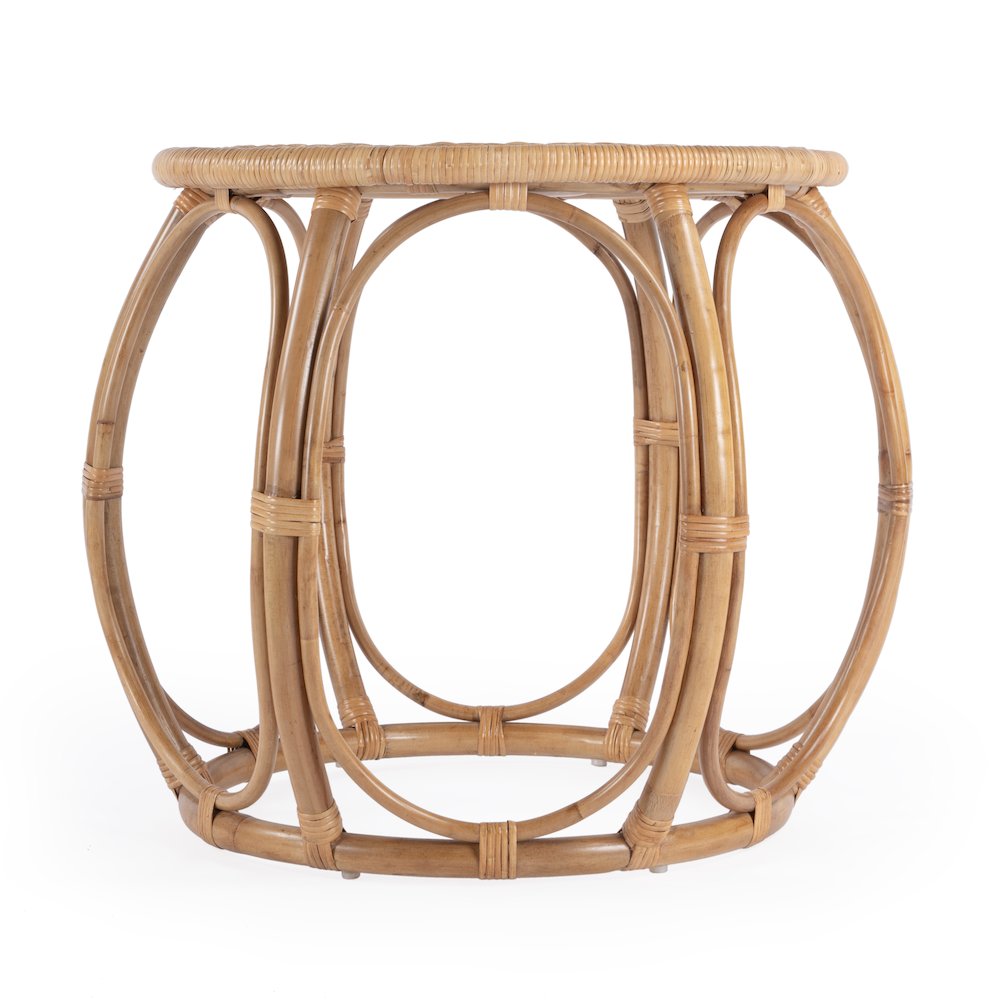 Savannah Woven Rattan Round End Table, Natural. Picture 3